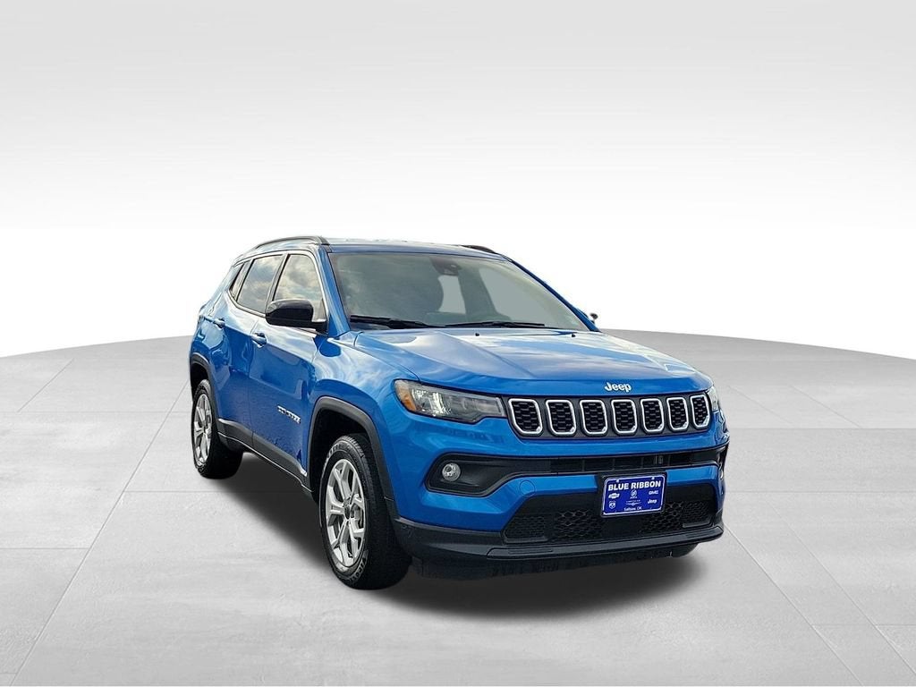 2025 Jeep Compass Latitude in Blue — front three-quarter view