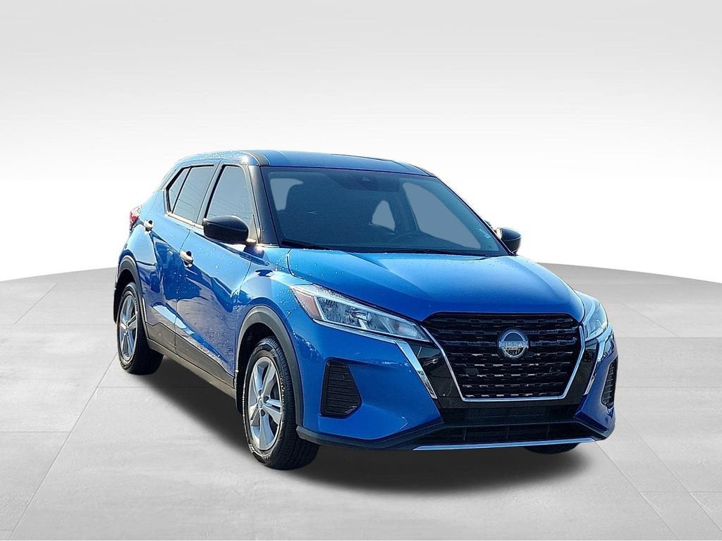 2023 Nissan Kicks S in Blue — front three-quarter view