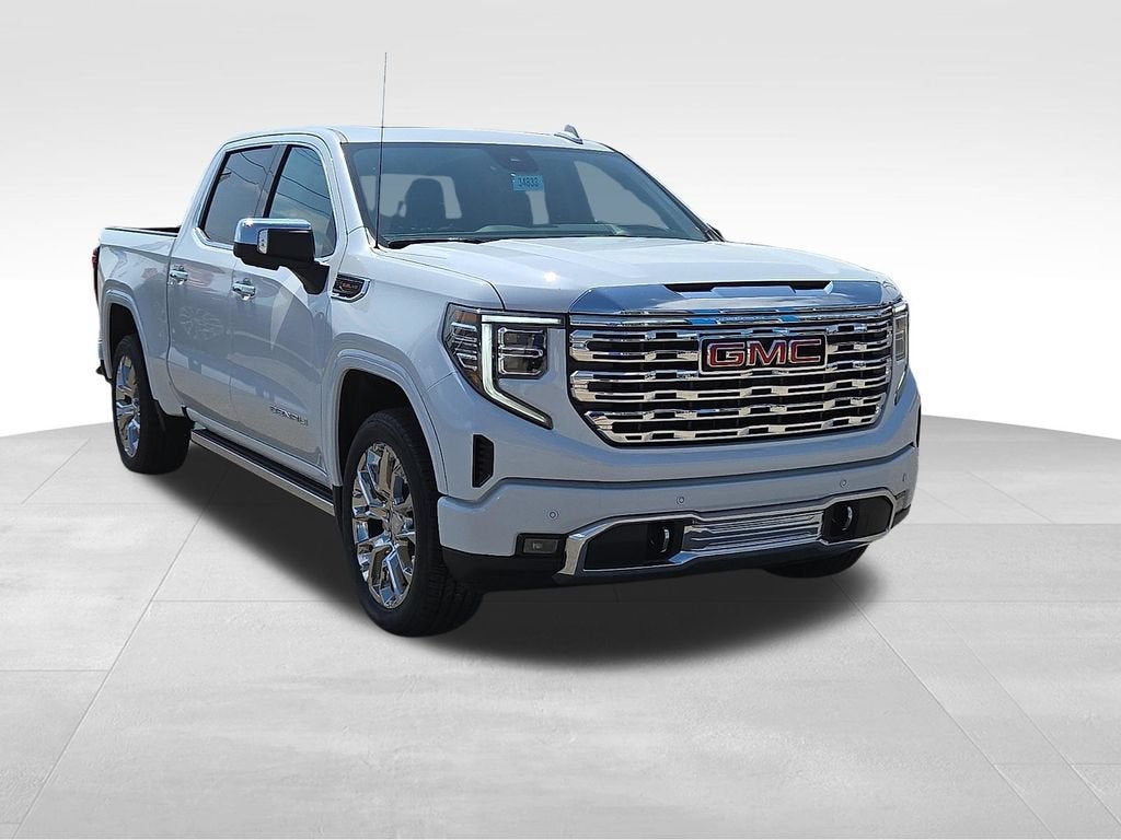 2026 GMC Sierra 1500 Denali in Glacier White Tricoat — front three-quarter view
