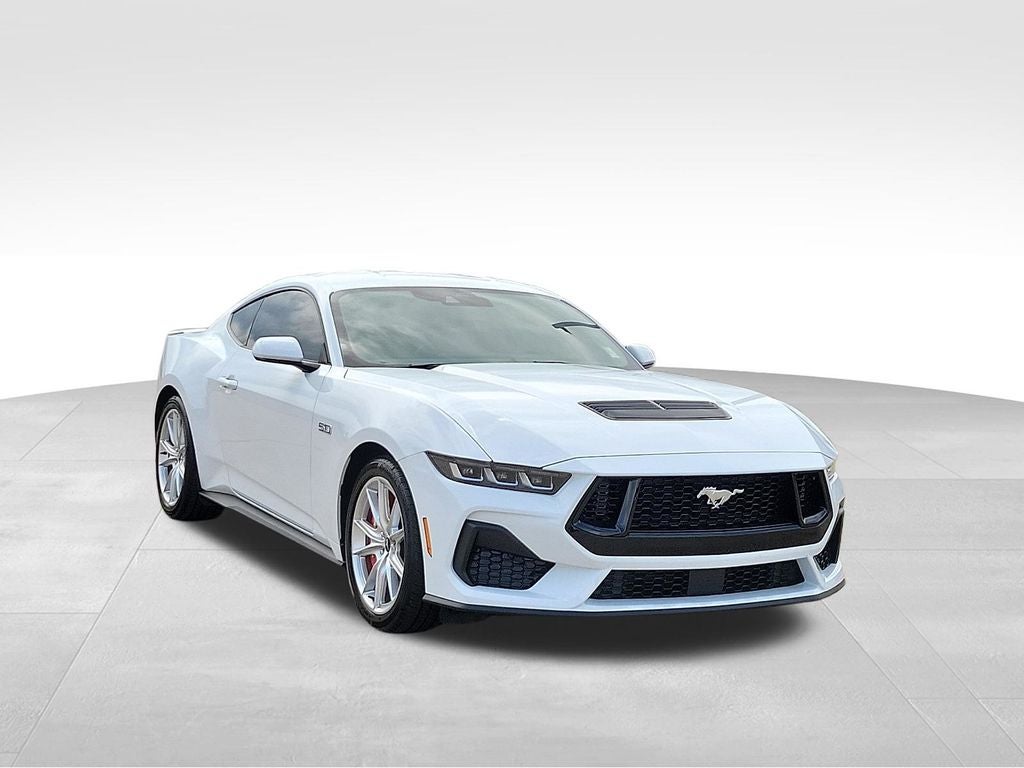 2025 Ford Mustang GT Premium in Oxford White — front three-quarter view