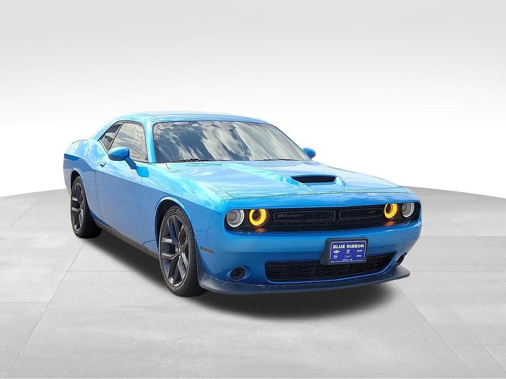 2023 Dodge Challenger GT in B5 Blue Pearlcoat — front three-quarter view