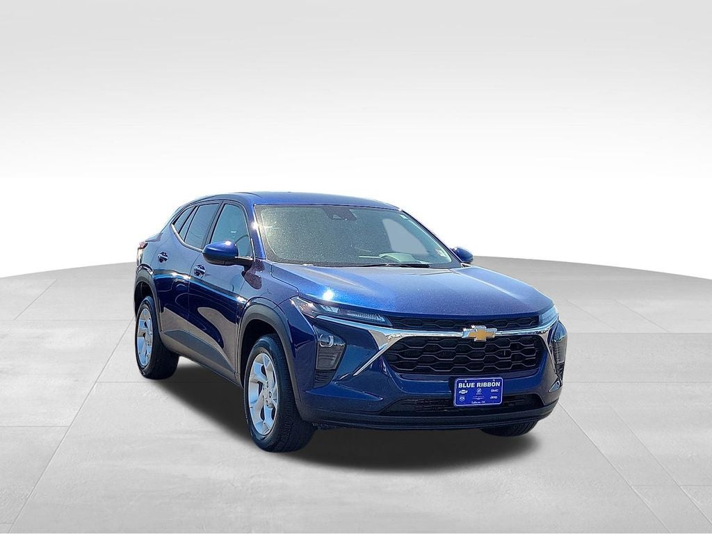2024 Chevrolet Trax LS in Blue Glow Metallic — front three-quarter view