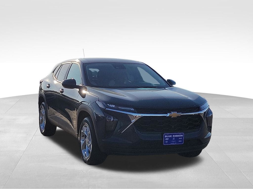 2025 Chevrolet Trax LS in Cypress Gray — front three-quarter view